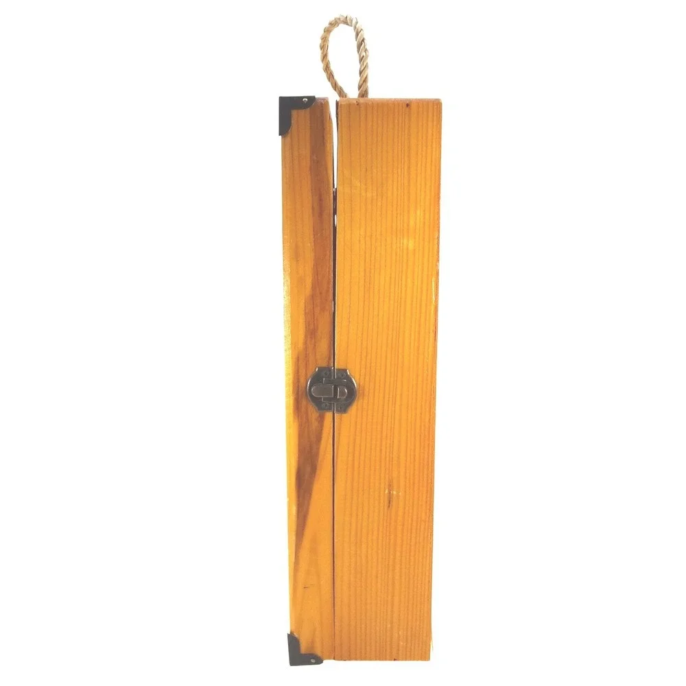 Greenbrier‎ Basket Co Vintage Golf Wooden Wine Bottle Gift Box Rope Handle Latch